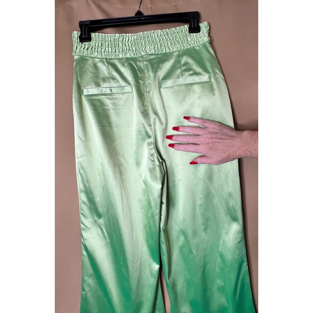 Aliette Green Silk Wide Leg Pants 4 - Picture 11 of 15